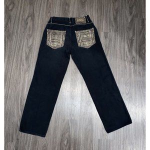 Karl Kani Hip Hop Jeans Mens 32X 32 Black Gold PocketsVintage Baggy Y2K Wide Leg